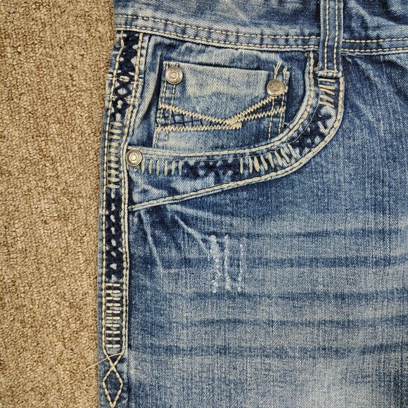 DENIM & RIVETS Jeans Men's 38 Blue Straight Leg Big Stitch Flap Pockets Cotton - Picture 2 of 11